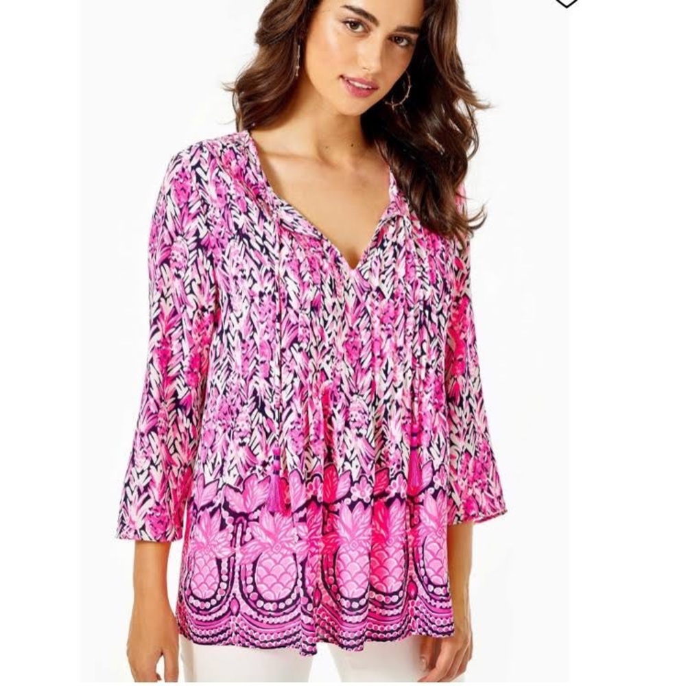 Lilly Pulitzer Marilina Tunic - High Tide Citrus Engineered